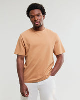 wax london men's Dean - Dusty Orange Textured Organic Cotton T-Shirt