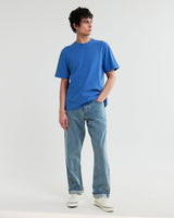 wax london men's Dean - French Blue Textured Organic Cotton T-Shirt