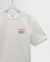 wax london men's Dean - Off White Painted Badge T-Shirt