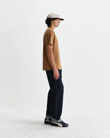 wax london men's Dean - Tan Textured Organic Cotton T-Shirt