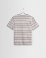 wax london men's Dean - Taupe And Ecru Textured Stripe Organic Cotton T-Shirt