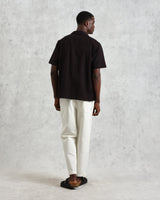 wax london men's Didcot - Black And Ecru Abstract Applique Short-Sleeve Shirt