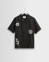 wax london men's Didcot - Black Doodle Applique Short-Sleeve Shirt