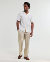 wax london men's Didcot - Ecru Double-Weave Seersucker Short-Sleeve Shirt