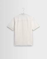 wax london men's Didcot - Ecru Double-Weave Seersucker Short-Sleeve Shirt