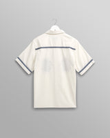 wax london Didcot - Ecru Tablecloth Motif Embroidered Short-Sleeve Shirt