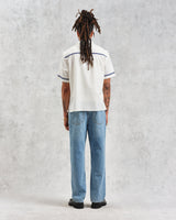 wax london Didcot - Ecru Tablecloth Motif Embroidered Short-Sleeve Shirt