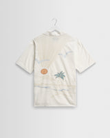 wax london men's Didcot - Ecru Summer Applique Short-Sleeve Shirt