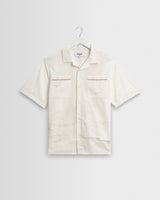 wax london men's Didcot - Ecru Summer Applique Short-Sleeve Shirt