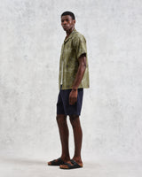 wax london Didcot - Khaki Hawaiian Embroidered Short-Sleeve Shirt