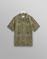 wax london Didcot - Khaki Hawaiian Embroidered Short-Sleeve Shirt