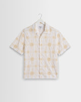 wax london men's Didcot - White Corded Lace Short-Sleeve Shirt