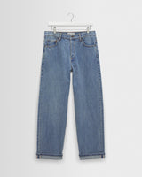wax london men's Felix - Blue Wash Selvedge Loose Fit Denim Jeans