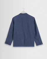 wax london men's Fintry - Mid Blue Linen Single-Breasted Blazer