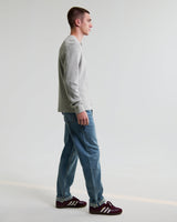 wax london men's Halton - Grey Waffle Long-Sleeve Henley T-Shirt