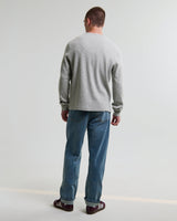 wax london men's Halton - Grey Waffle Long-Sleeve Henley T-Shirt