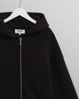wax london men's Harris - Black Embroidered Logo Loopback Cotton Hoodie