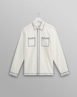 wax london Haven - Ecru And Blue Embroidered Shirt
