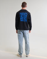 wax london men's Hayden - Black And Blue 90s Doodle Graphic Cotton T-Shirt