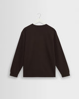 wax london men's Hayden - Dark Brown Textured Organic Cotton Long Sleeve T-Shirt