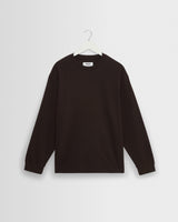 wax london men's Hayden - Dark Brown Textured Organic Cotton Long Sleeve T-Shirt