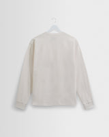 wax london men's Hayden - Ecru Textured Organic Cotton Long Sleeve T-Shirt