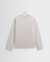 wax london men's Hayden - Ecru Textured Organic Cotton Long Sleeve T-Shirt