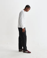 wax london men's Hayden - White Textured Organic Cotton Long Sleeve T-Shirt