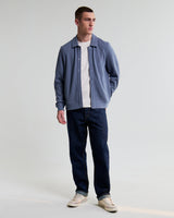 wax london men's Hays - Mid Blue Structured Waffle Overshirt
