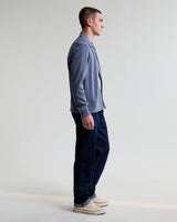 wax london men's Hays - Mid Blue Structured Waffle Overshirt