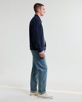 wax london men's Hays - Navy Structured Waffle Overshirt