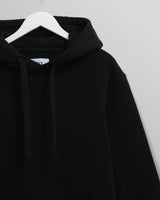 wax london men's Hoxton - Black Brushed Organic Cotton Hoodie