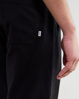 wax london men's Hyde - Black Organic Cotton Twill Straight Fit Trousers