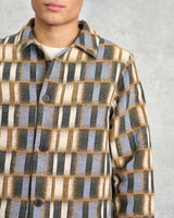 wax london Iggy - Beige And Blue Ombre Grid Jacket