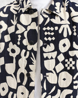 wax london men's Iggy - Navy And Ecru Spin Jacquard Jacket