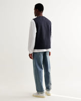 wax london men's Jedd - Navy Organic Cotton Ripstop Gilet