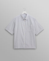 wax london Kew - White Stripe Cotton-Poplin Short-Sleeve Shirt