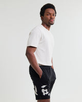 wax london men's Kurt - Black And Beige Abstract Applique Shorts