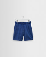 wax london men's Kurt - Indigo Dobby Textured Organic Cotton Shorts