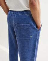 wax london men's Kurt - Indigo Textured Organic Dobby Cotton Relaxed Fit Trousers