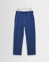 wax london men's Kurt - Indigo Textured Organic Dobby Cotton Relaxed Fit Trousers
