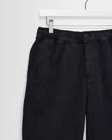 wax london men's Kurt - Navy Crinkle Cotton-Linen Relaxed Fit Trousers