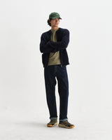 wax london men's Lisford - Navy Stitch Zip Cardigan