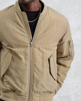 wax london Malvern - Washed Khaki Nylon Bomber Jacket