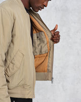 wax london Malvern - Washed Khaki Nylon Bomber Jacket
