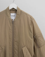 wax london Malvern - Washed Khaki Nylon Bomber Jacket