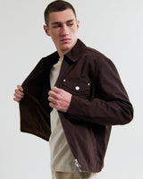 wax london men's Mason - Dark Brown Canvas Work Jacket
