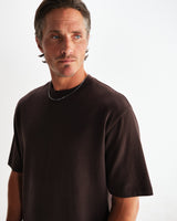 wax london men's Milton - Dark Brown Organic Emorised Cotton T-Shirt