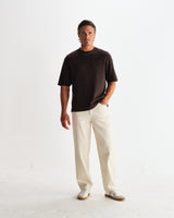 wax london men's Milton - Dark Brown Organic Emorised Cotton T-Shirt
