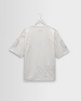 wax london men's Milton - Ecru Organic Cotton Embroidered Shapes T-Shirt